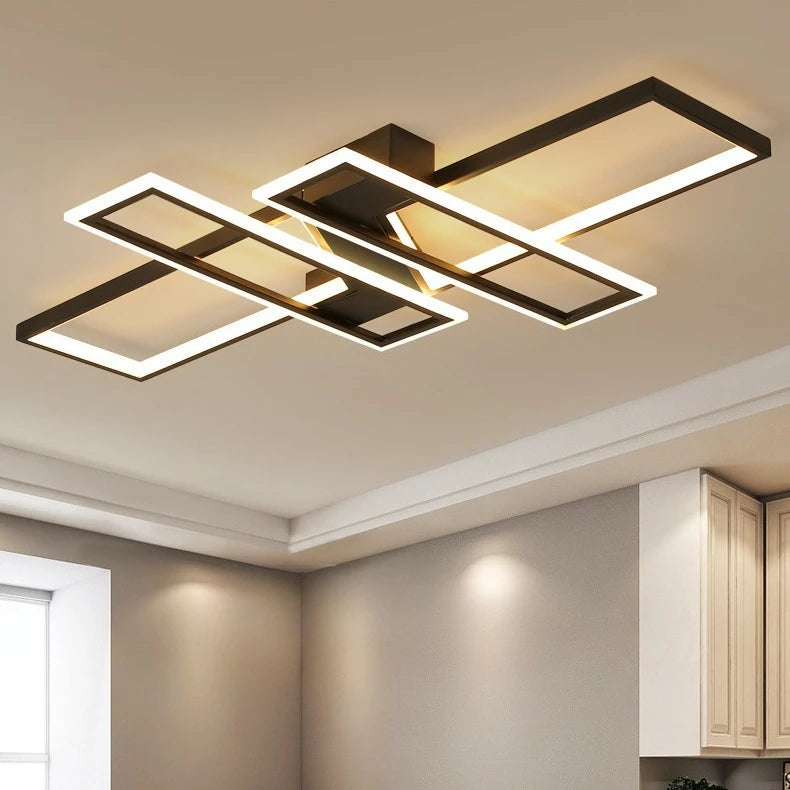 Elegant Modern LED Chandelier with Remote Control - Black Ceiling Lamp