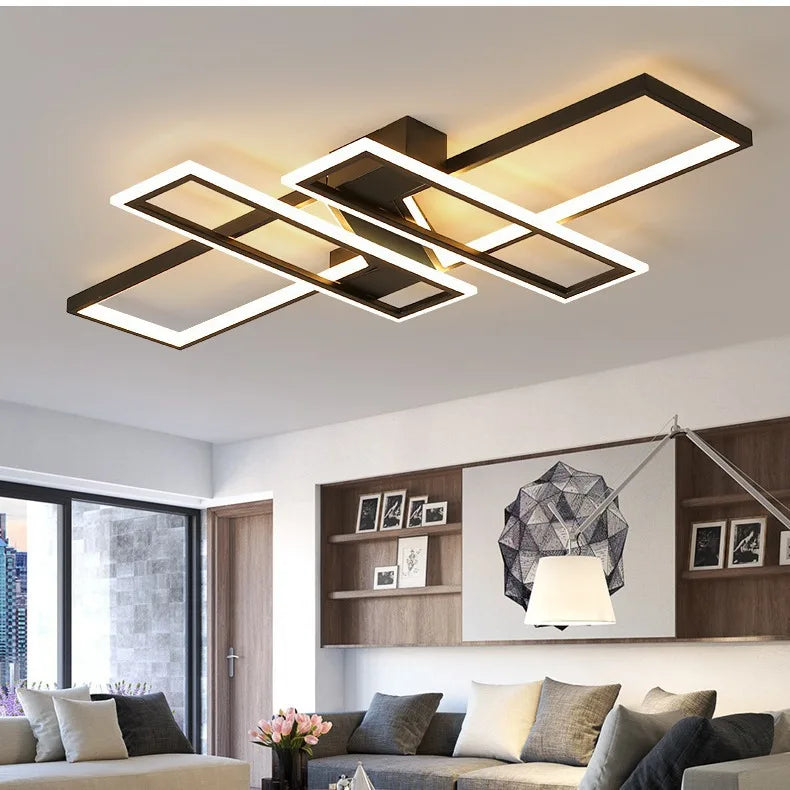 Elegant Modern LED Chandelier with Remote Control - Black Ceiling Lamp