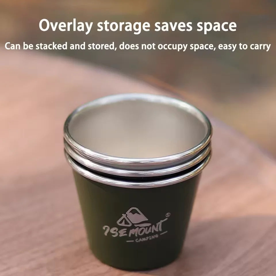 4-Pack Stackable Stainless Steel Cups for Camping & Outdoor Use