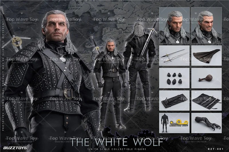 BUZZTOYS BUZ001 1/6 Male White Wolf Action Figure - High-Quality Collectible