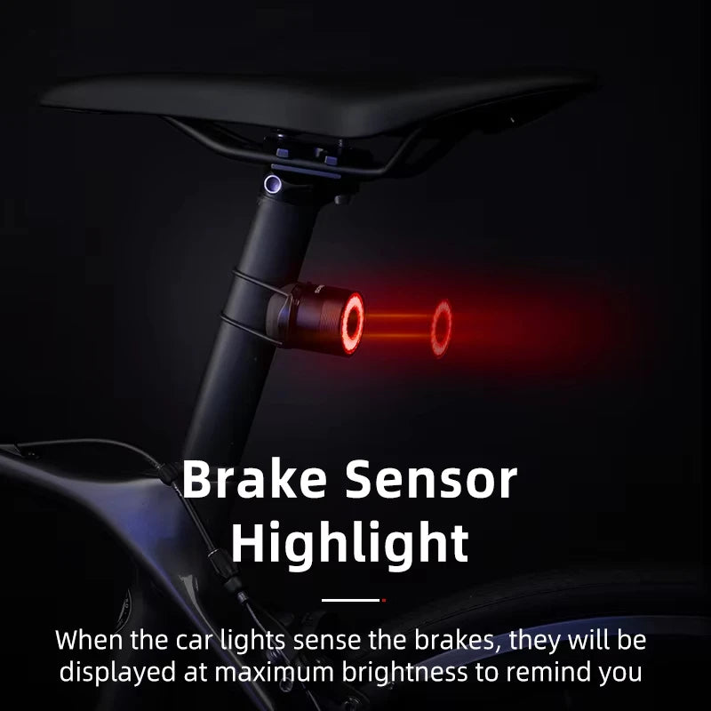 ROCKBROS Smart Brake Bicycle Tail Light - USB Rechargeable & Waterproof