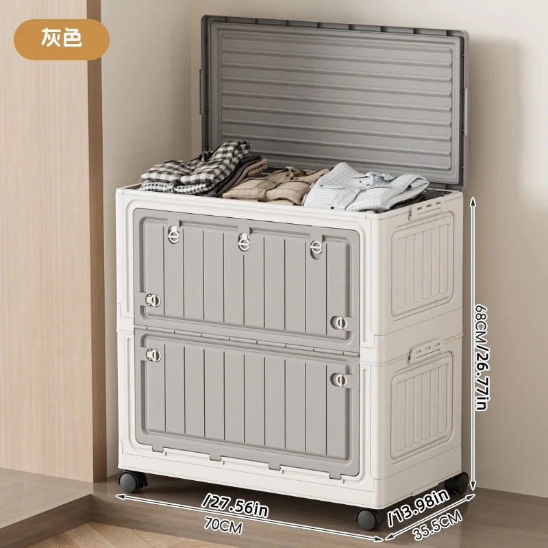 Foldable Storage Bin with Wheels - Space-Saving Organizer for Clothes & Toys