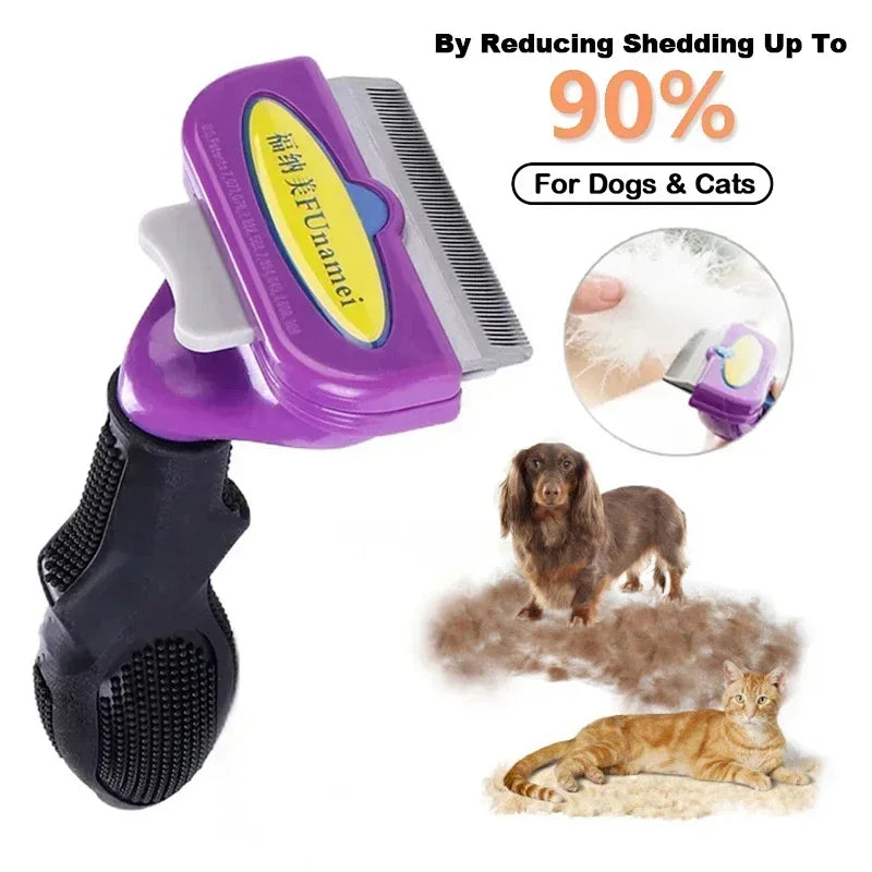Cat & Dog Hair Removal Comb - Grooming Brush for Shedding Control