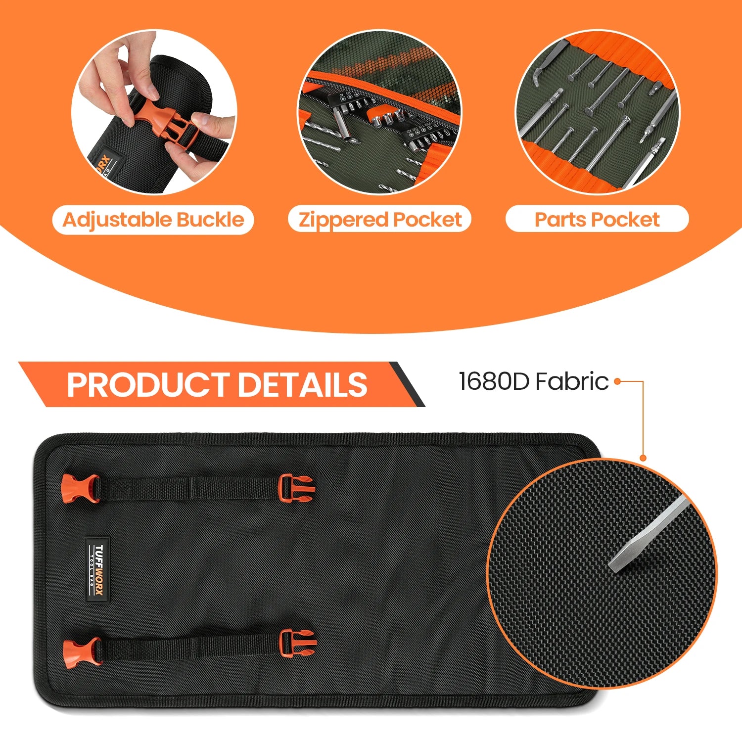 Durable Tool Roll Up Bag - Portable Organizer for Tools & Gear