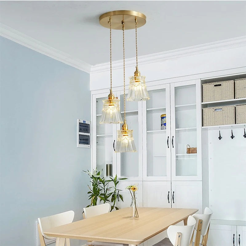 Elegant Copper Glass LED Pendant Lamp for Living Room & Kitchen