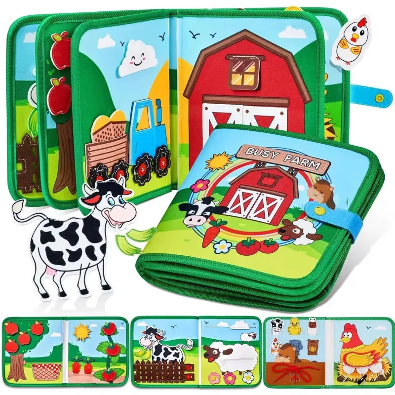 Montessori Farm Animal Cloth Book - Interactive Learning Toy for Toddlers