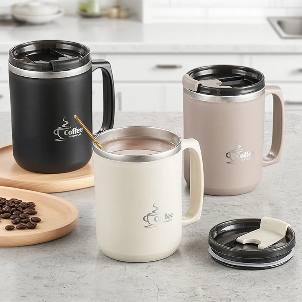 Double-Layer Insulated Stainless Steel Coffee Mug with Handle