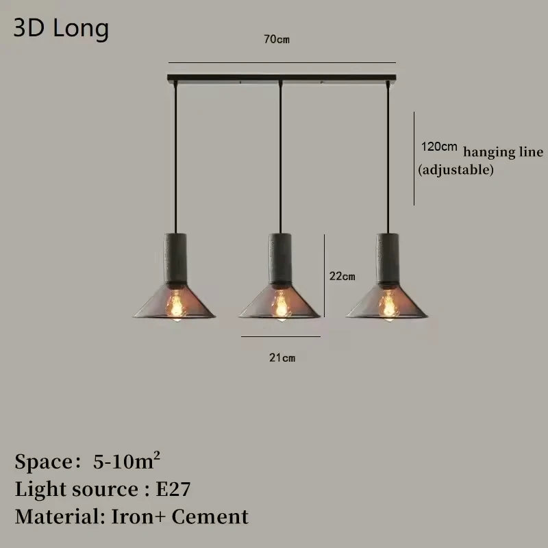 Vintage Industrial Cement Pendant Light - E27 LED Chandelier