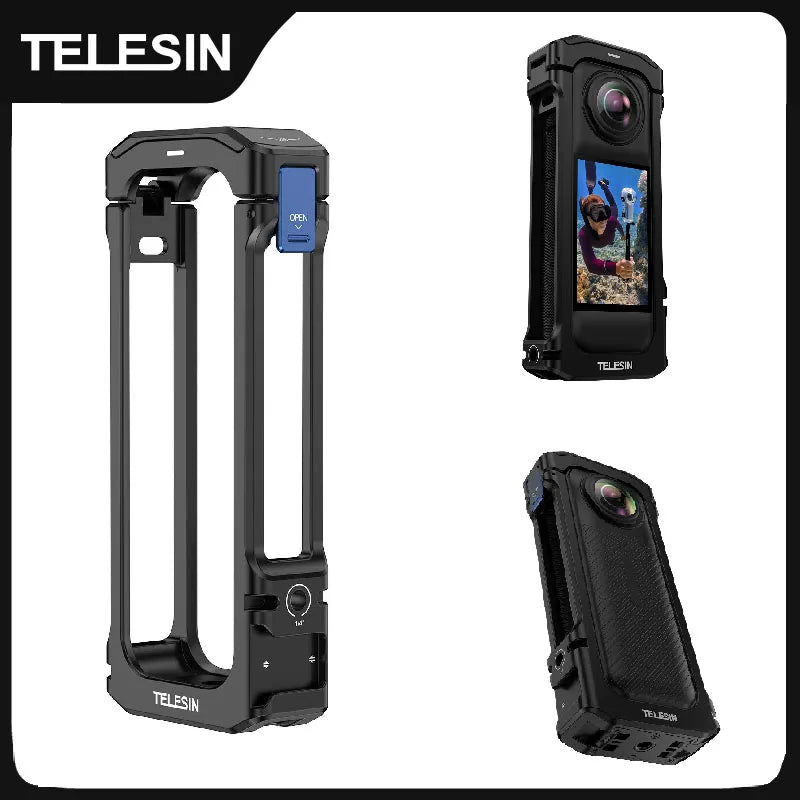 TELESIN Aluminum Frame Case for Insta360 X4 – Lightweight & Stylish Protection