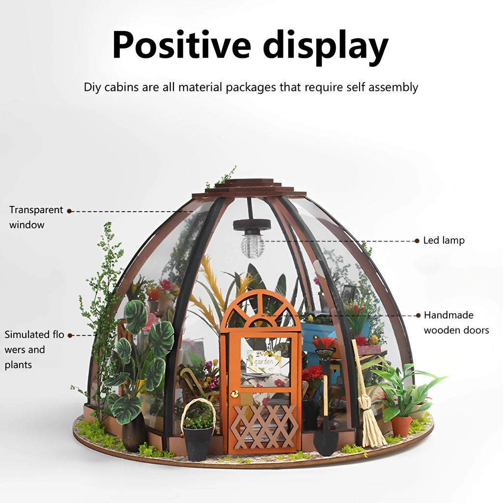 DIY Miniature Garden House Kit with LED Lights & Realistic Furniture