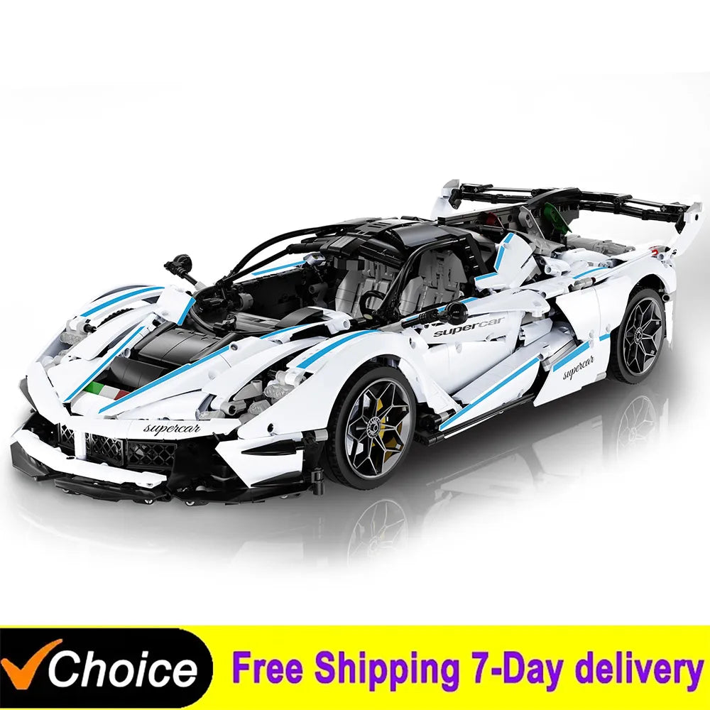 MOULD KING 1:8 S8605 White Super Sports Car Building Blocks Set