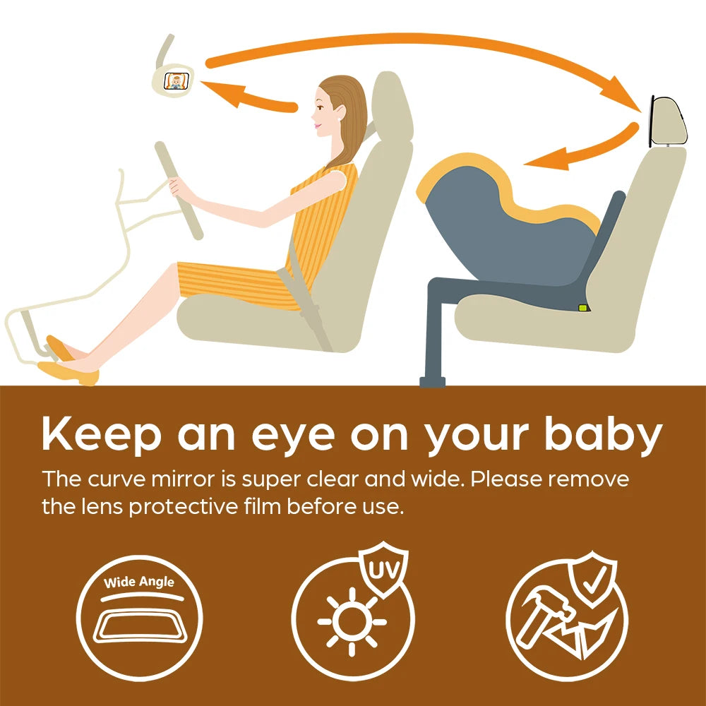 Shatterproof Baby Car Mirror - Safe Rearview for Infants, Easy Install