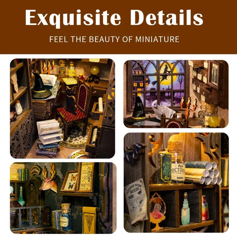 CUTEBEE DIY Miniature Book Nook Kit with Light - Perfect Christmas Decor