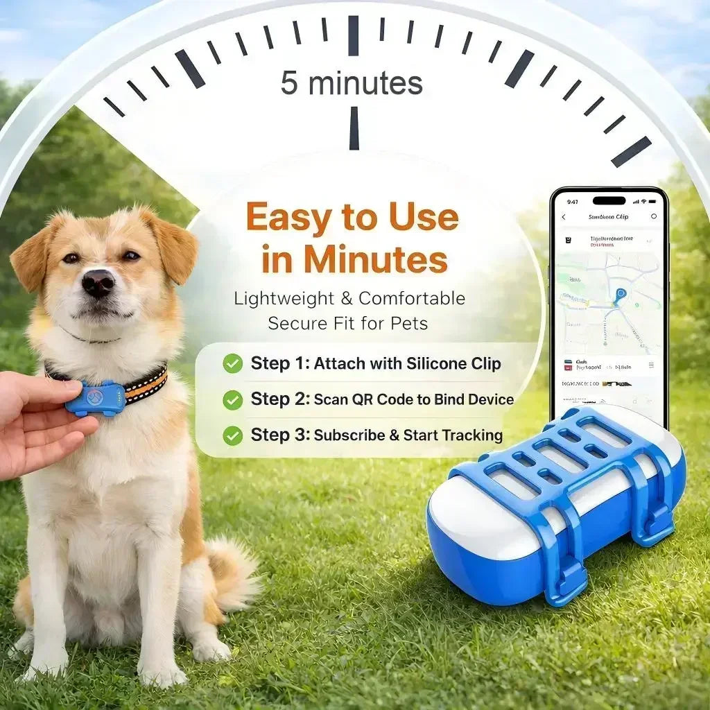 4G GPS Pet Tracker for Dogs & Cats - Real-Time Location & Waterproof