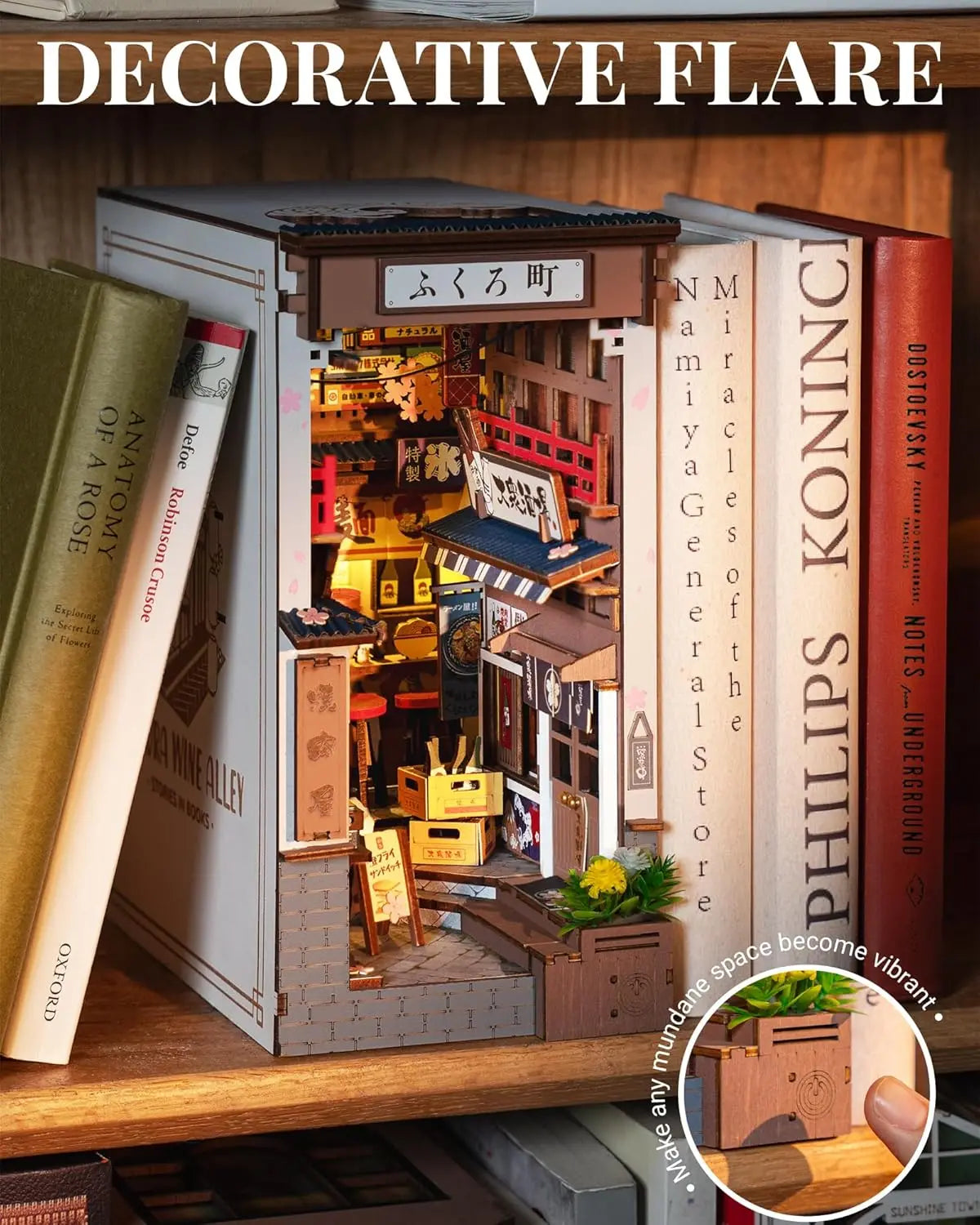 Robotime Sakura Wine Alley DIY Miniature Book Nook Kit with Lights