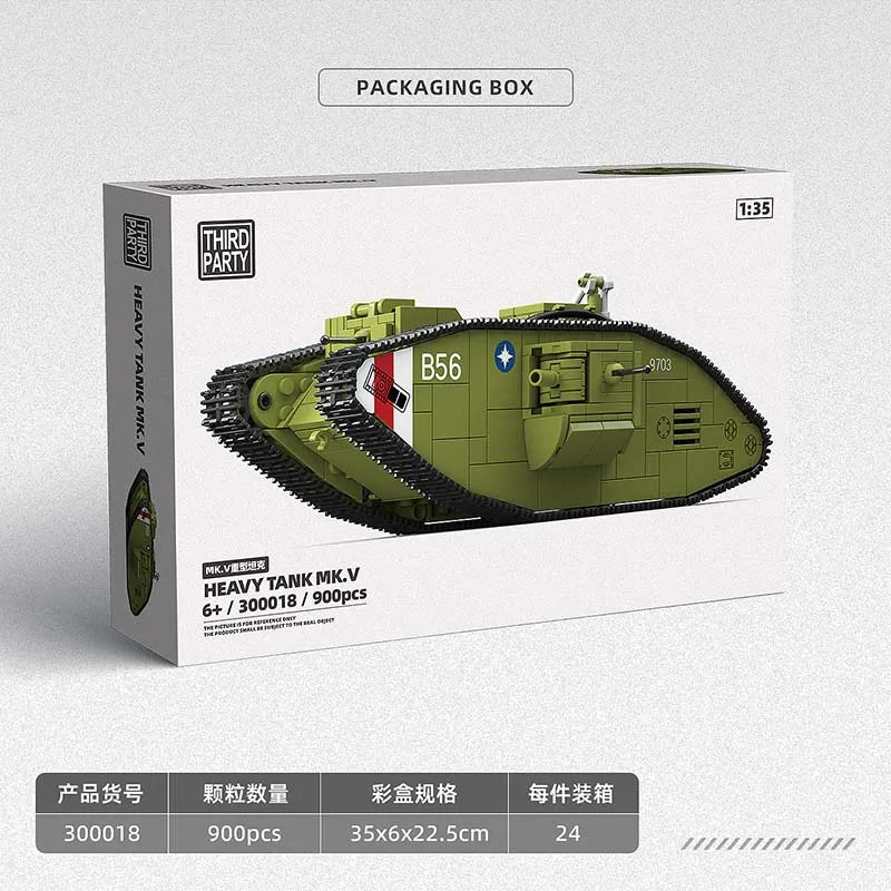 900Pcs MK.V Heavy Tank Building Blocks Model - Fun Military Toy