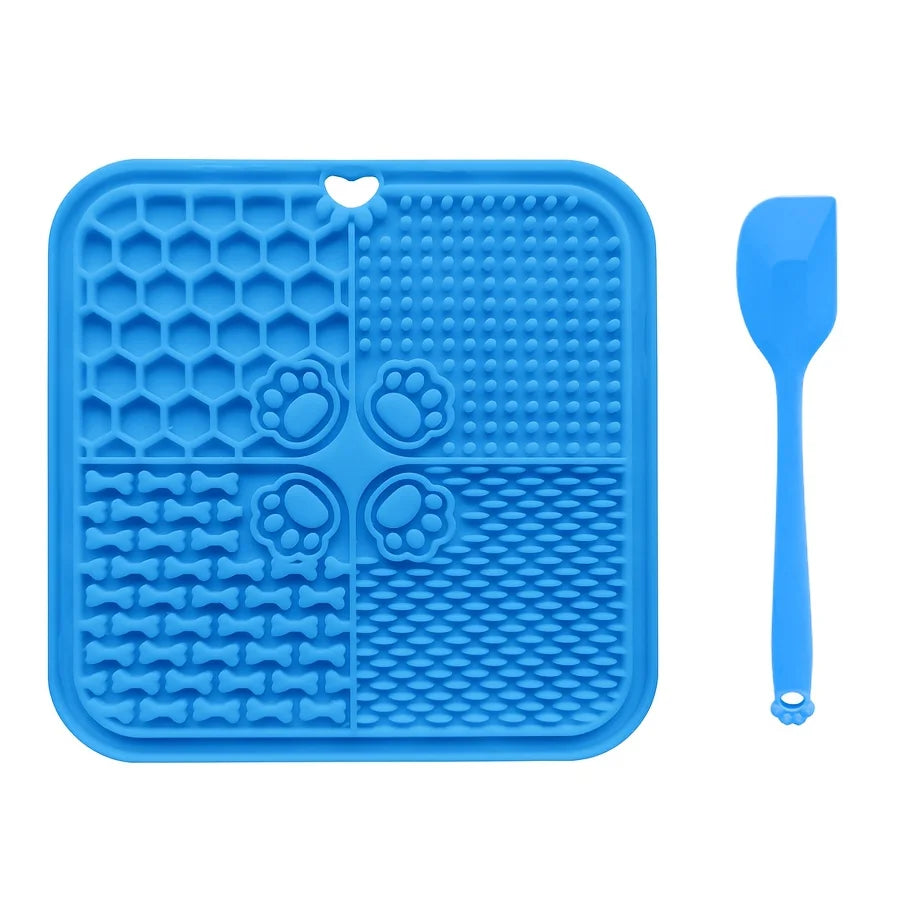 Anxiety Relief Dog Lick Mat with Suction Cups - Slow Feeder Silicone Bowl
