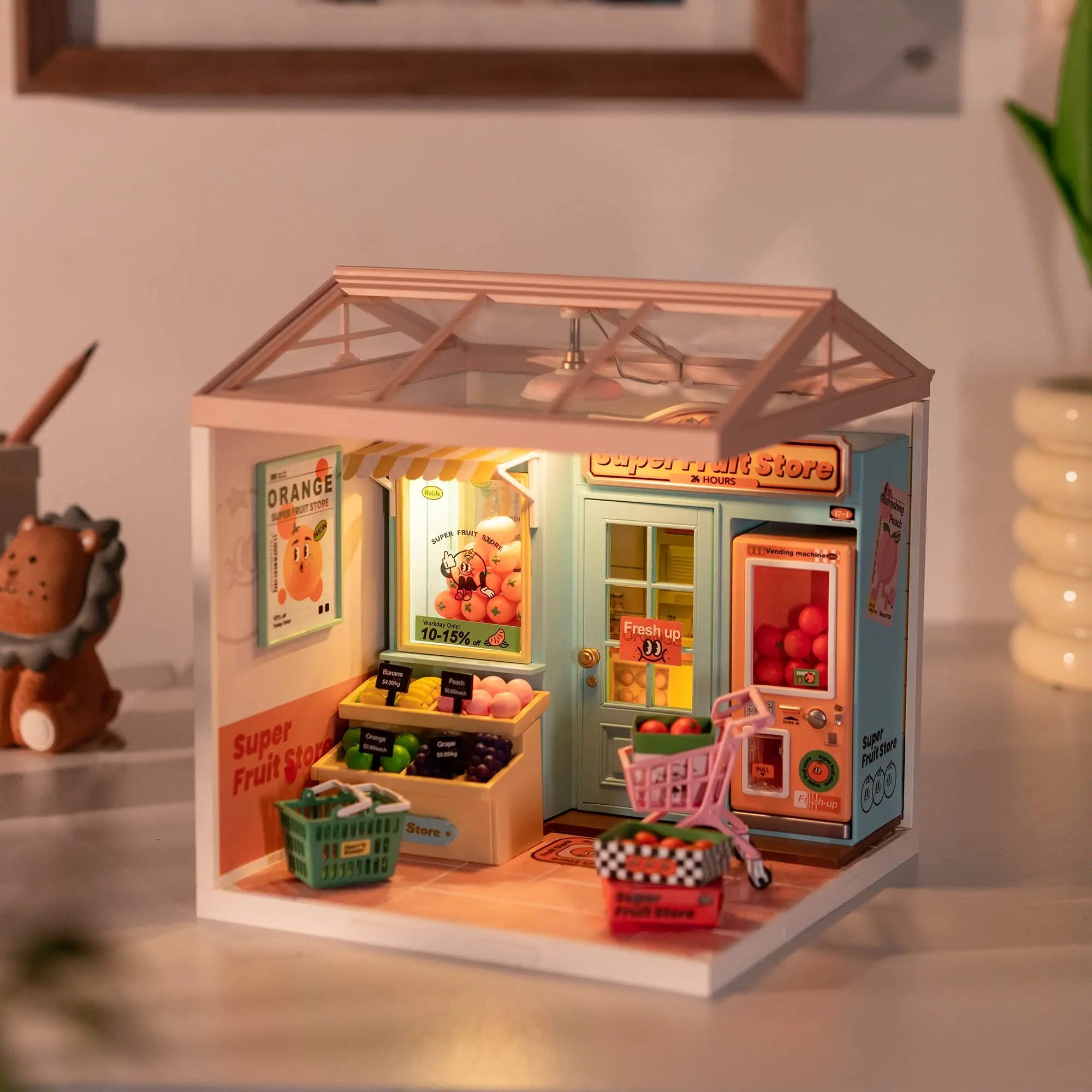 Robotime DIY Miniature Cafe & Energy Supply Store Building Set