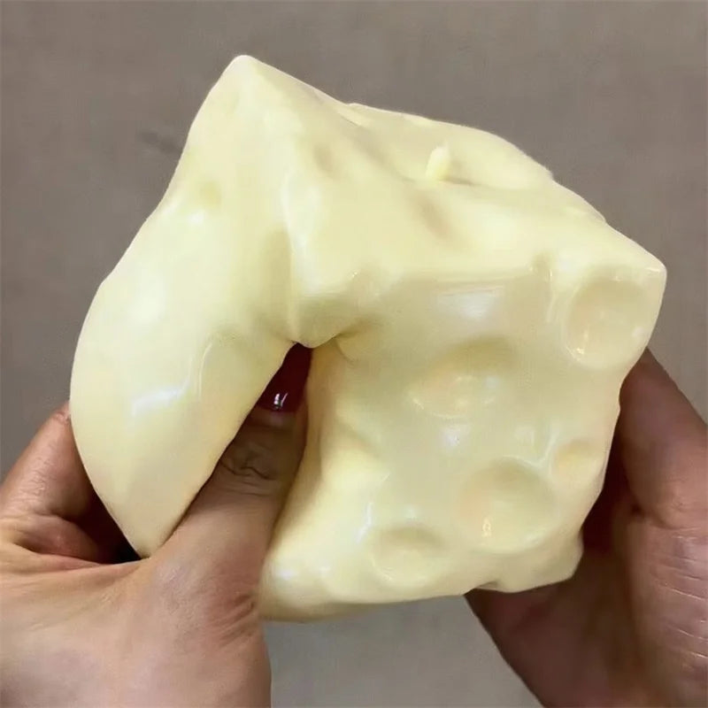 Jumbo Cheese Cube Stress Ball - Shapeable Squeeze Toy for Stress Relief