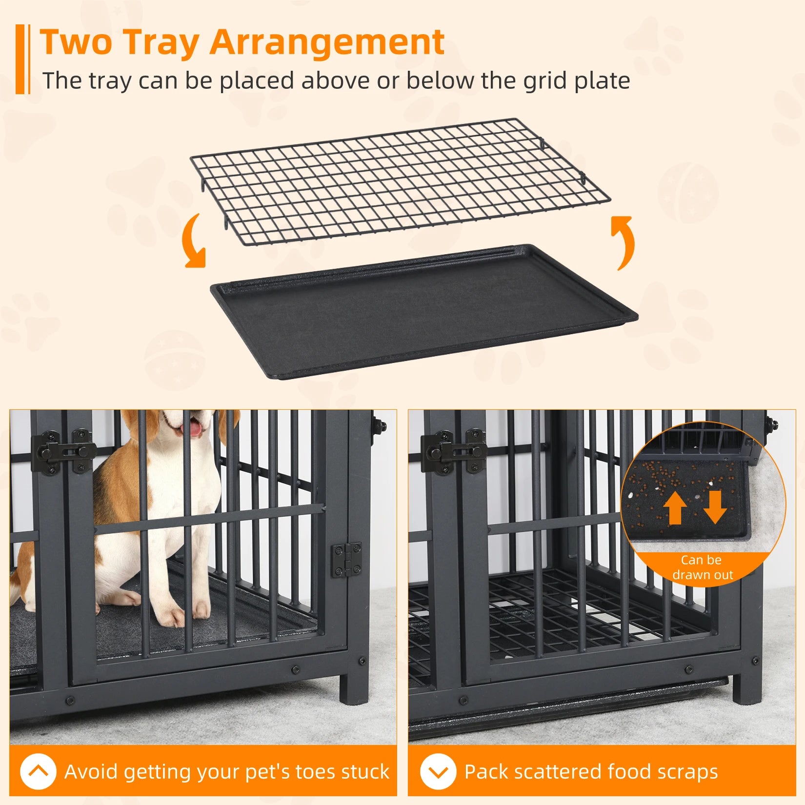 Elevated Wooden Dog Crate & End Table with Removable Tray - Stylish Kennel