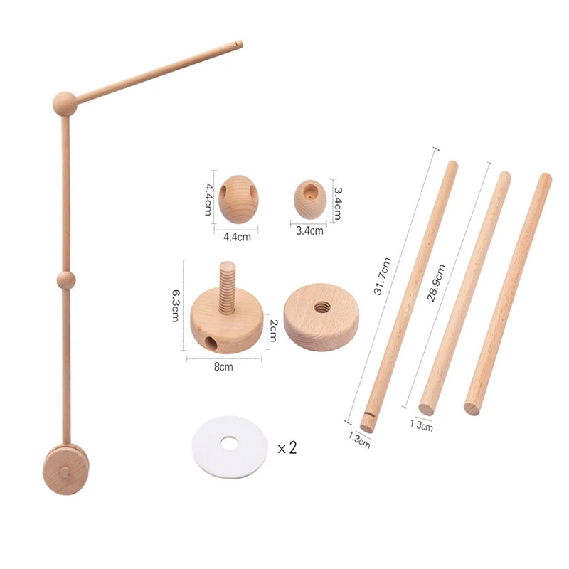 Dreamy Wooden Crib Mobile with Soft Felt Cartoon Bear & Gentle Bells