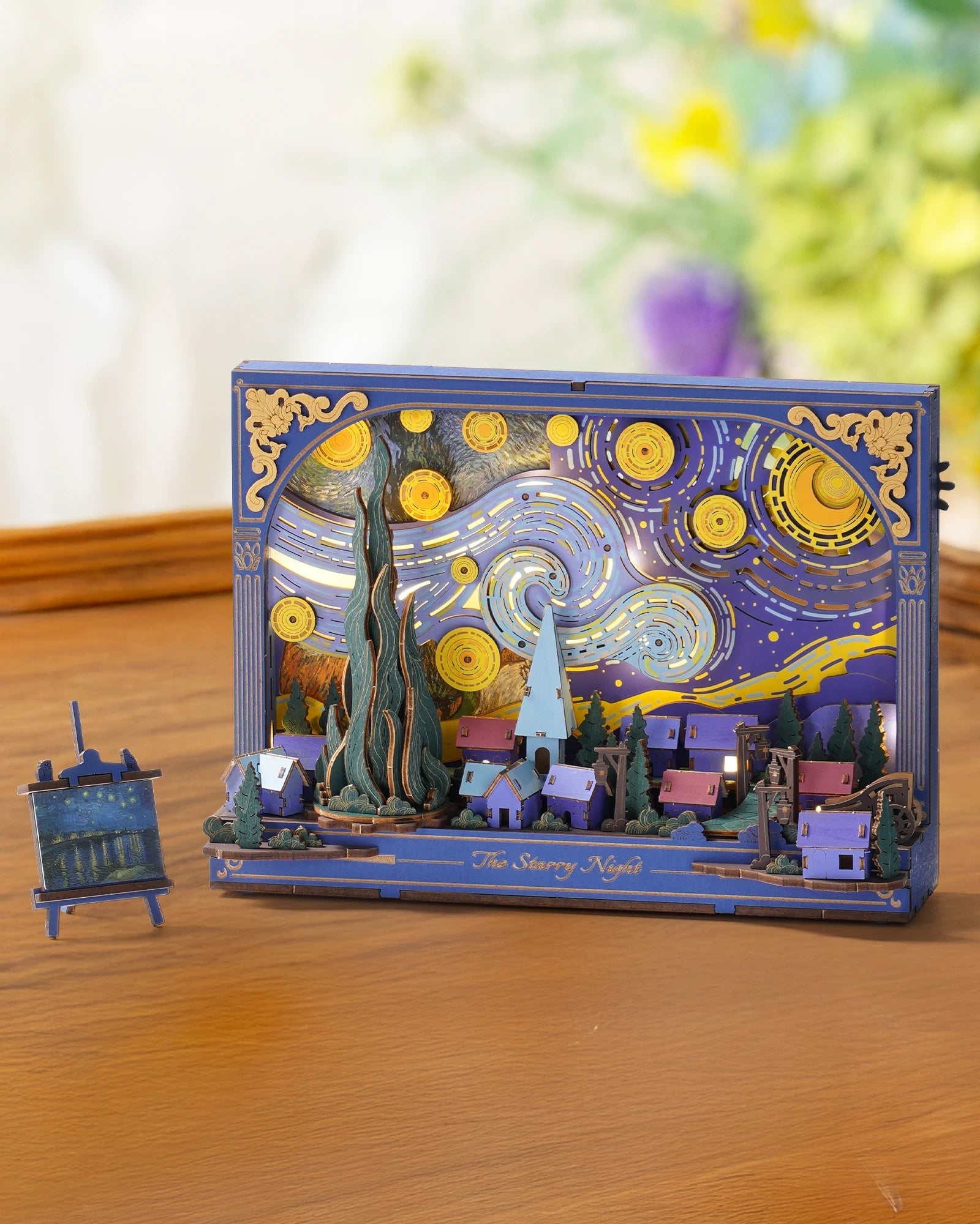 Robotime Starry Night 3D Wooden Puzzle with LED Light - DIY Desk Decor