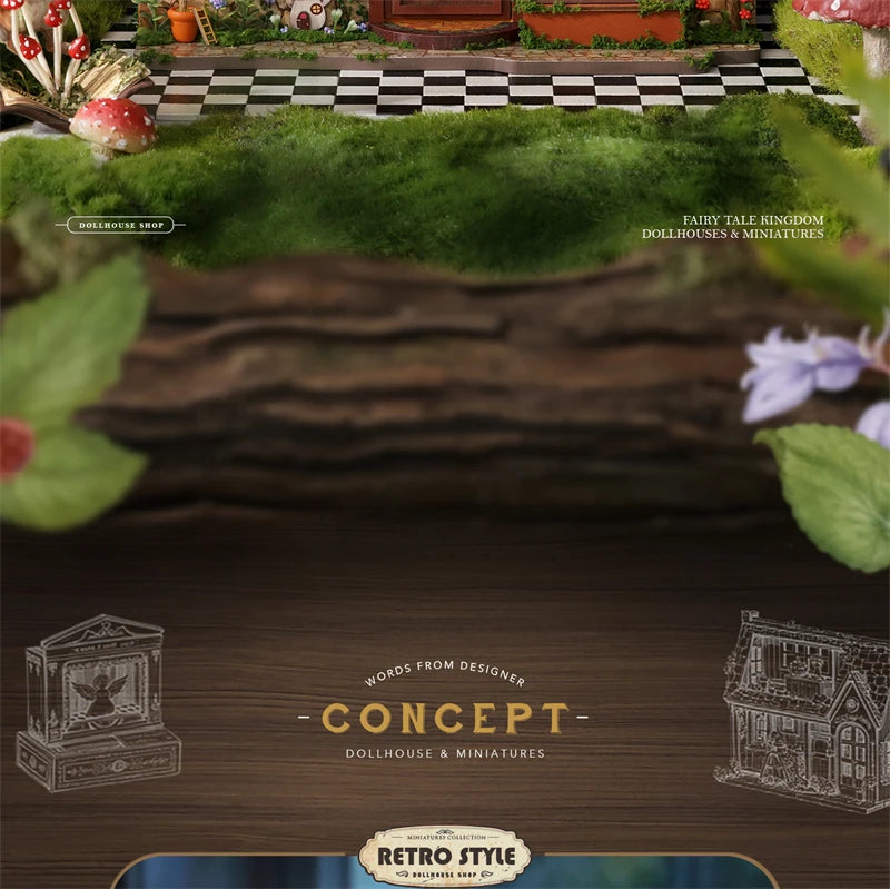 DIY Fairy-Tale Wonderhouse Wooden Miniature Dollhouse Kit with Furniture