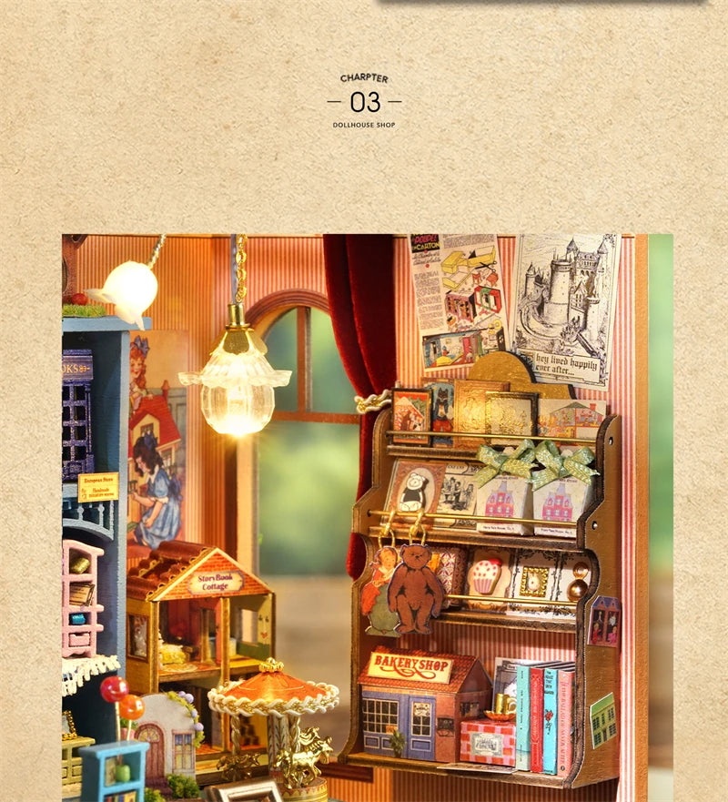 DIY Fairy-Tale Wonderhouse Wooden Miniature Dollhouse Kit with Furniture