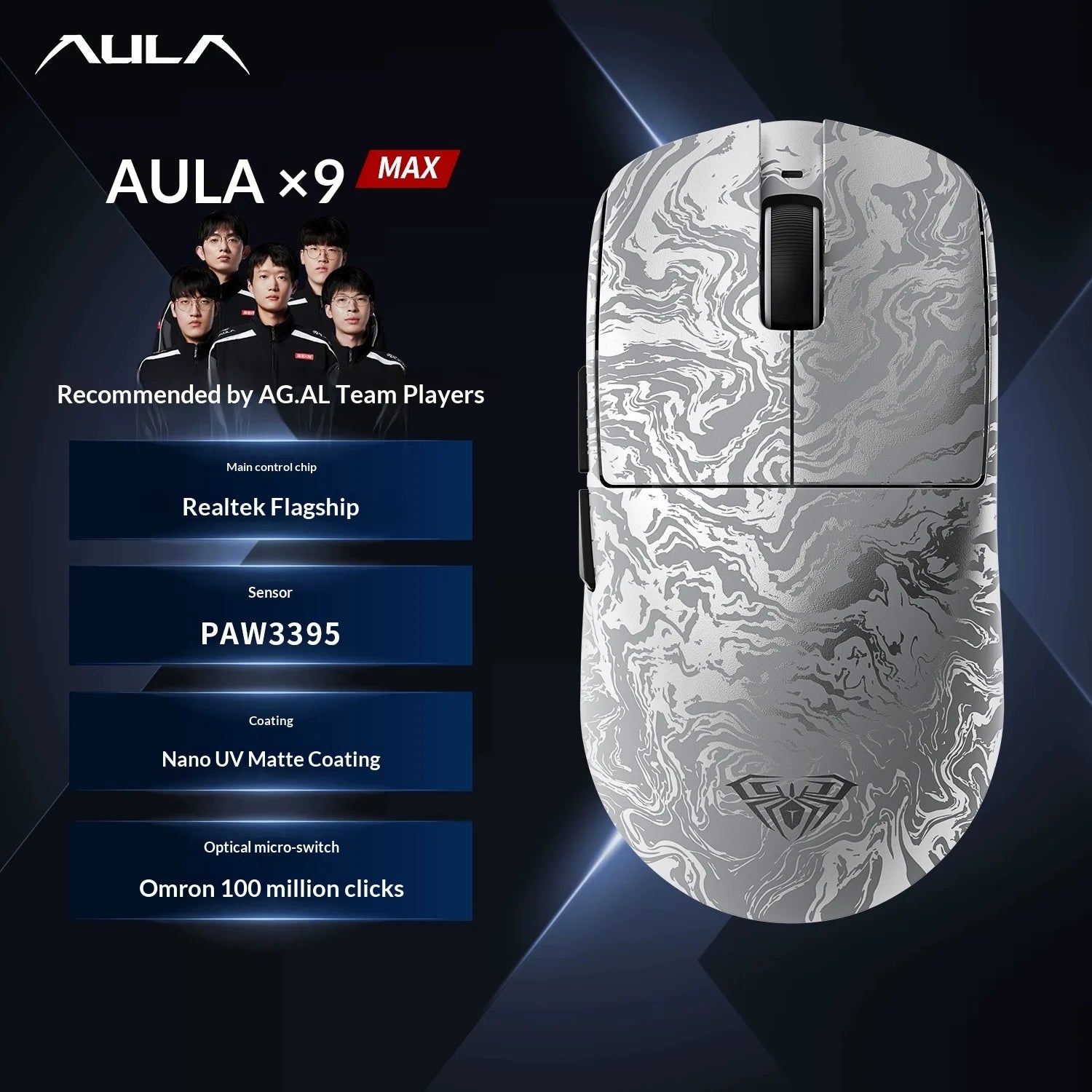 AULA X9 Max Wireless Gaming Mouse - Ergonomic & Ultra-Responsive