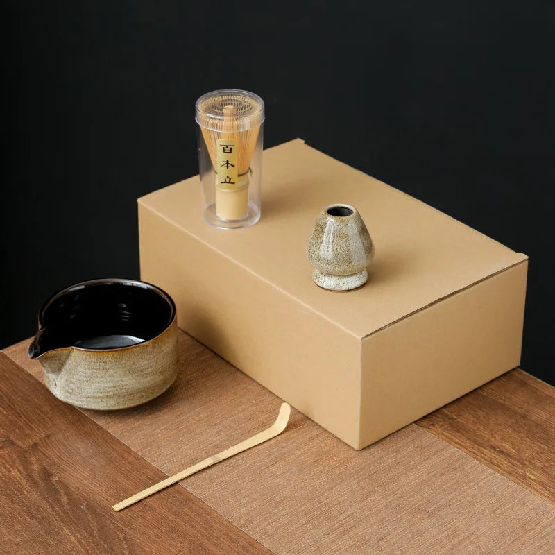 Japanese Matcha Tea Set - 7 or 4 Piece Bamboo Whisk & Bowl