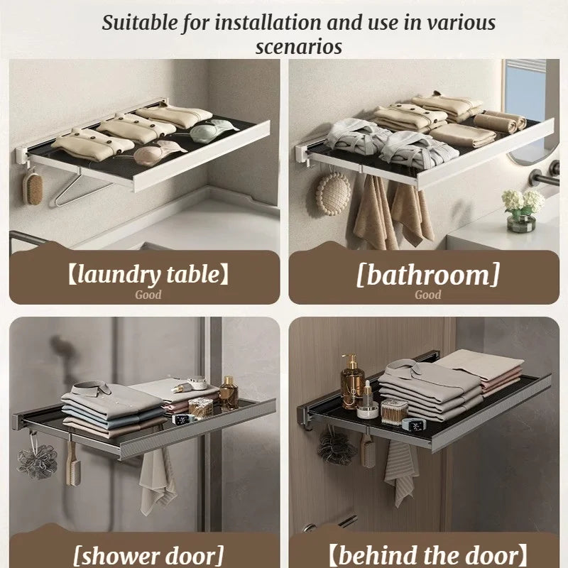 Retractable Wall-Mounted Towel Rack - Space-Saving Storage Solution