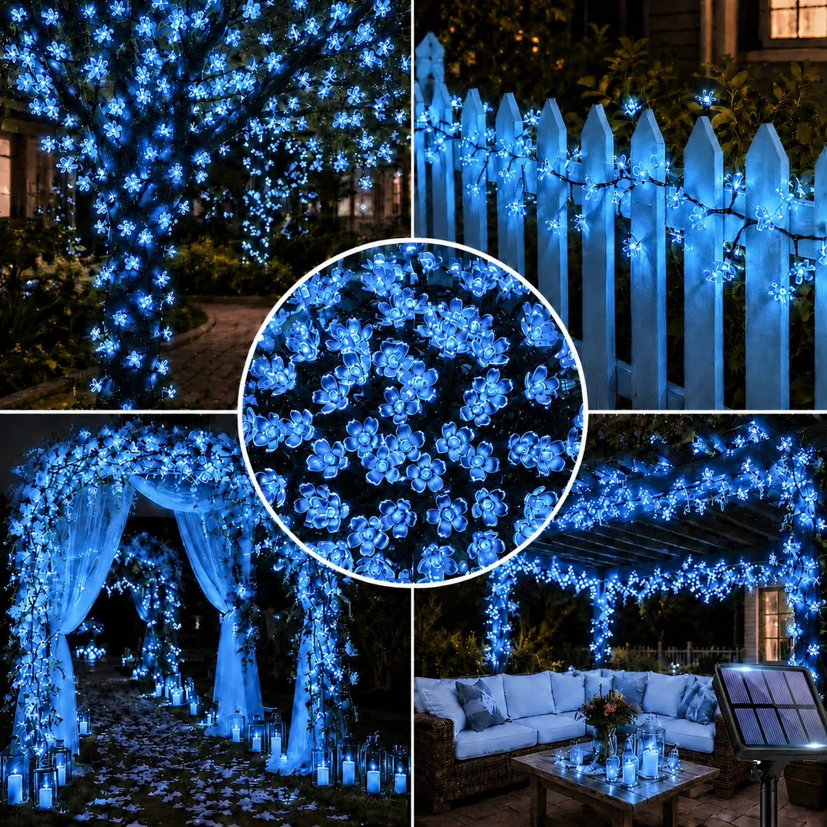 Outdoor Waterproof Solar Cherry Blossom String Lights - 8 Modes Decor