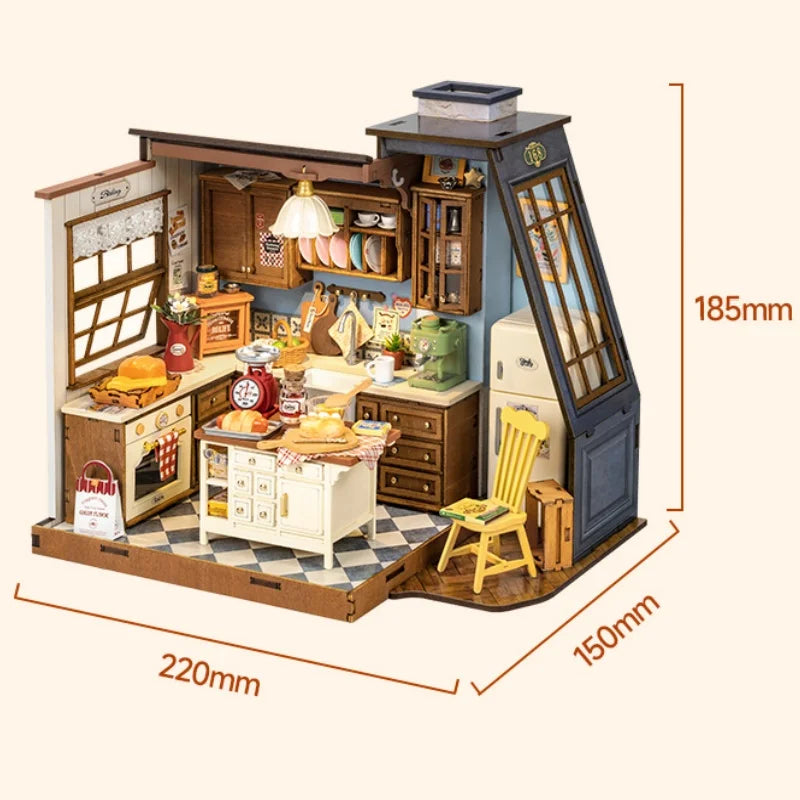 Robotime DIY Miniature Dollhouse Kit - Baking Kitchen Fun