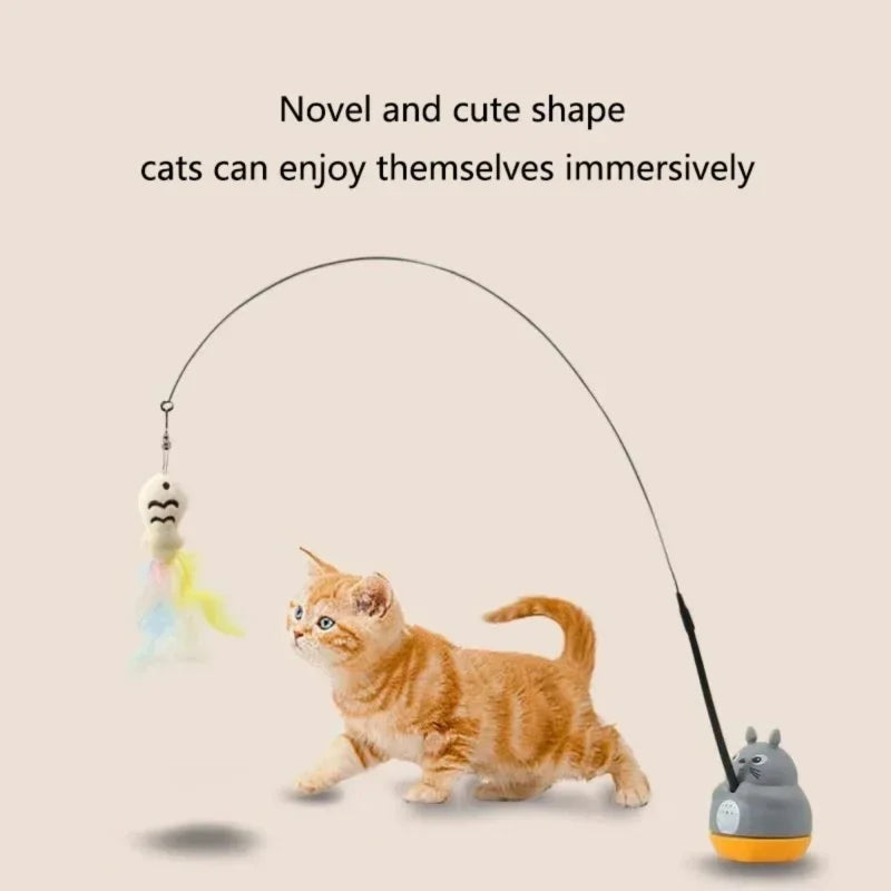 Interactive Feather Cat Toy - Long Pole with Bell for Endless Fun