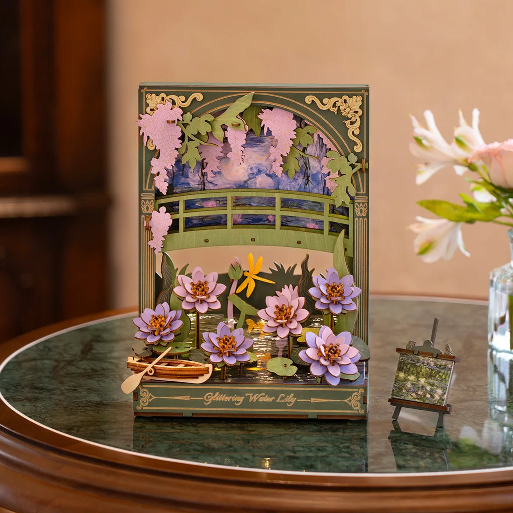 ROWOOD LED Wooden Flower Puzzle Kit - 3D Art for Home Decor