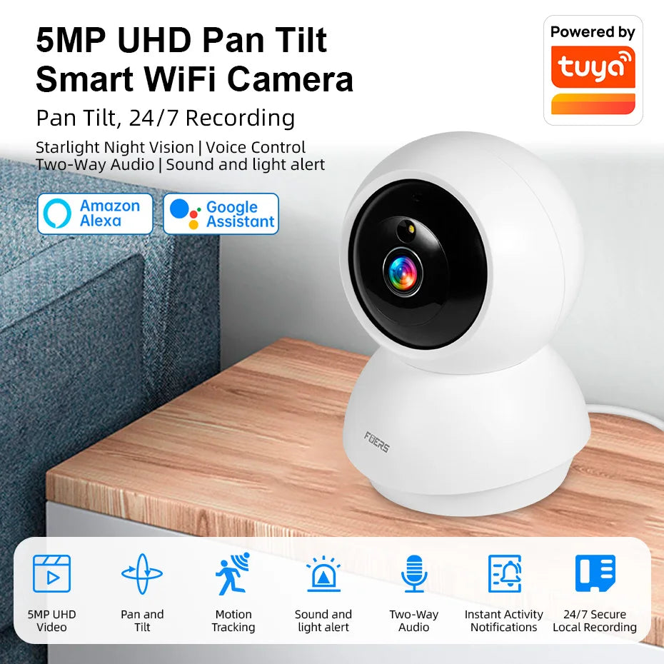 Fuers 5MP WiFi IP Camera - Smart Home Indoor Security Monitor
