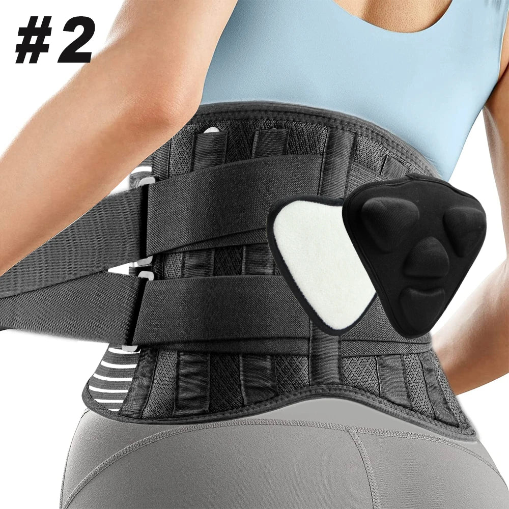 Adjustable Black Lumbar Support Brace for Lower Back Pain Relief