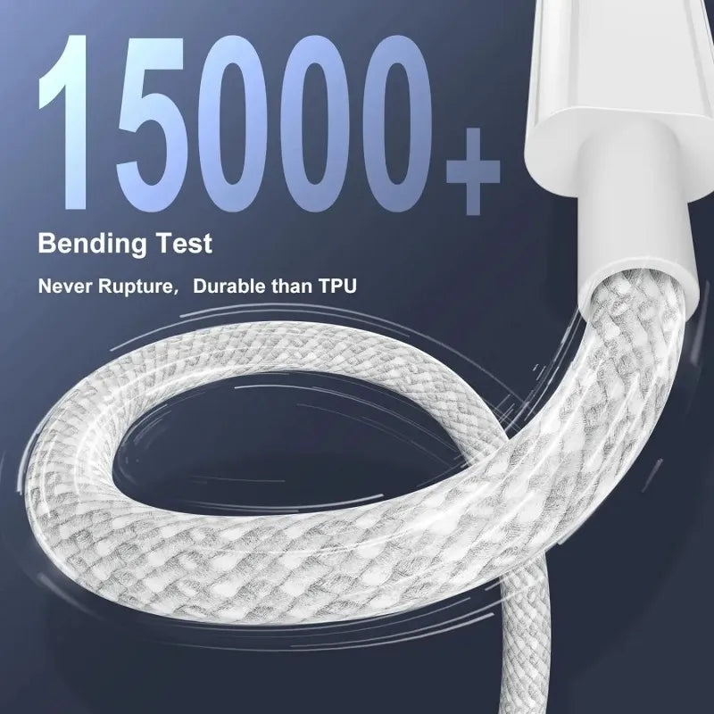 3-Pack USB C Fast Charging Cable - 100W for iPhone, Samsung, Xiaomi