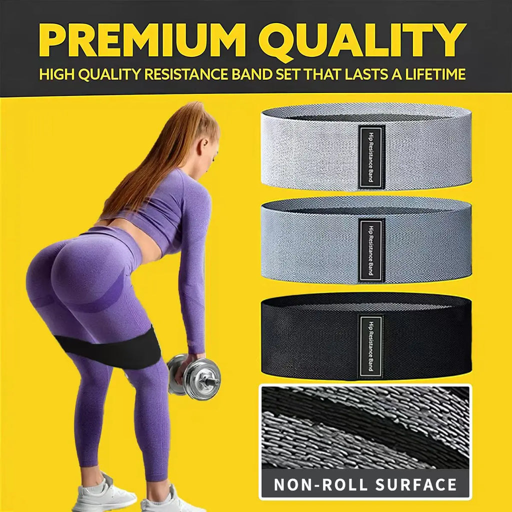 Elastic Resistance Bands for Legs & Hips - Non-Slip Workout Kit