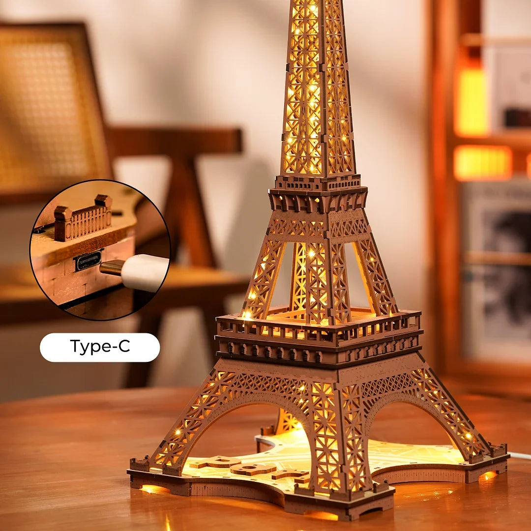 Robotime Eiffel Tower 3D Wooden Puzzle - Engaging DIY Model for Adults