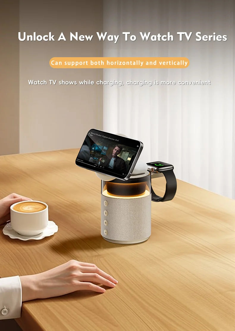 5-in-1 Magnetic Wireless Charger & Bluetooth Speaker with Night Light