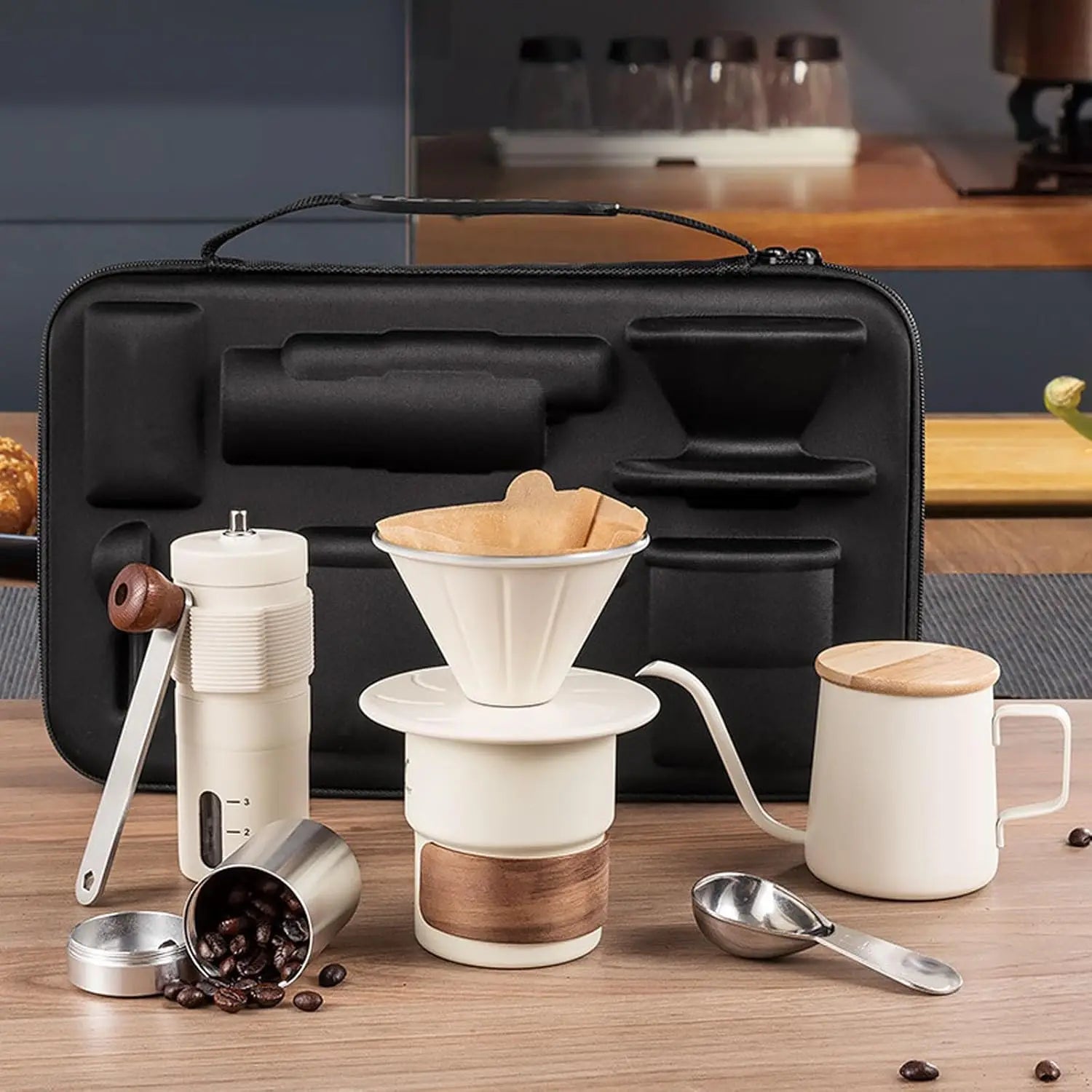 Portable Hand Coffee Maker Set for Camping & Travel - 6-Piece Kit