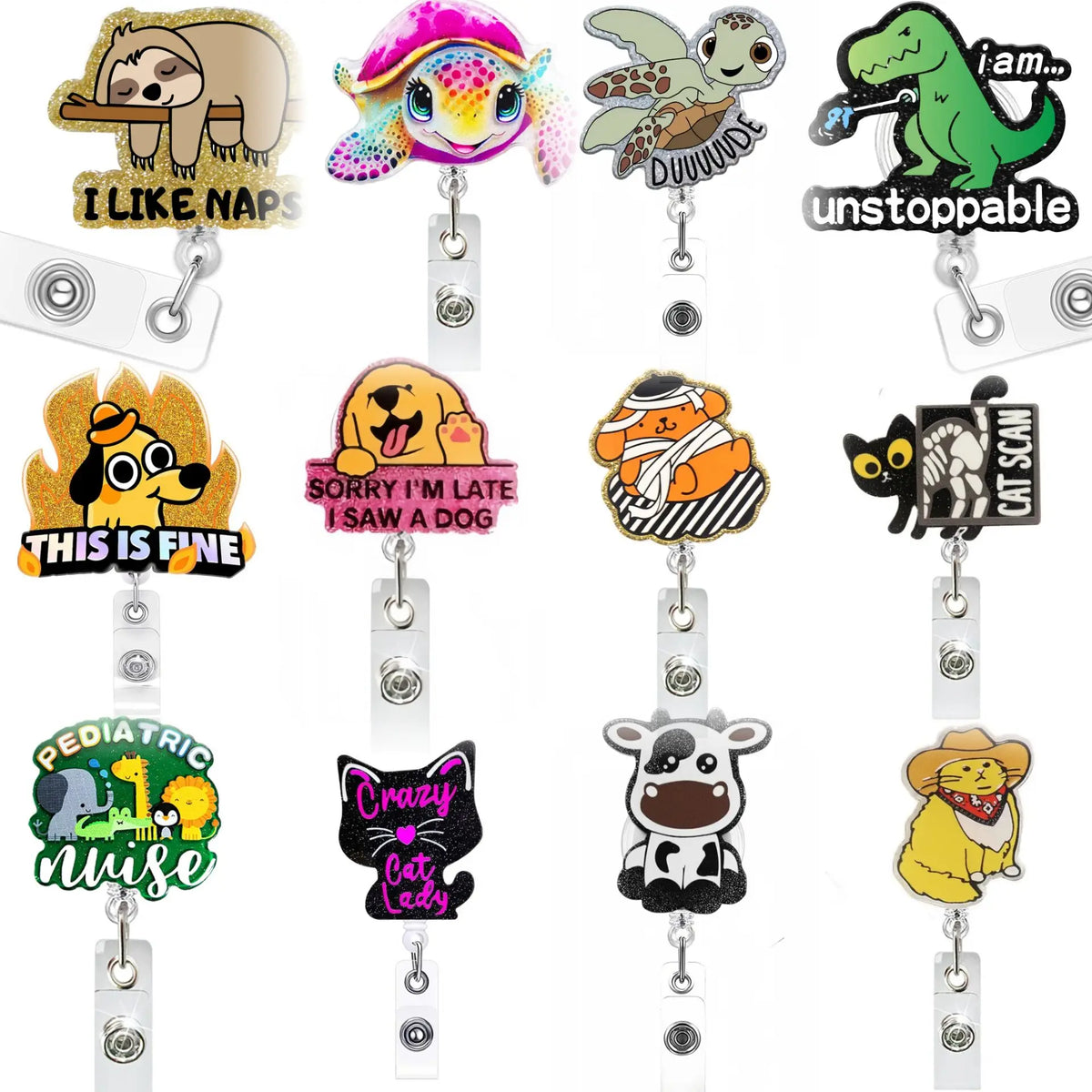 Cute Animal Retractable ID Badge Clip for Nurses | Fun Design