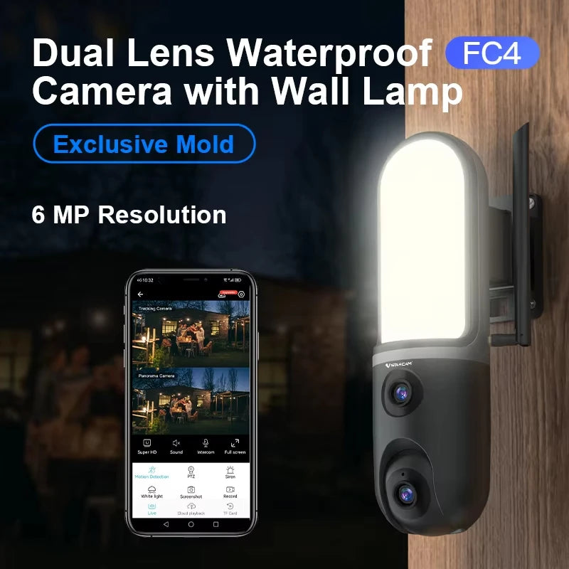 Vstarcam 6MP AI Dual Lens IP Dome Security Camera with Floodlight
