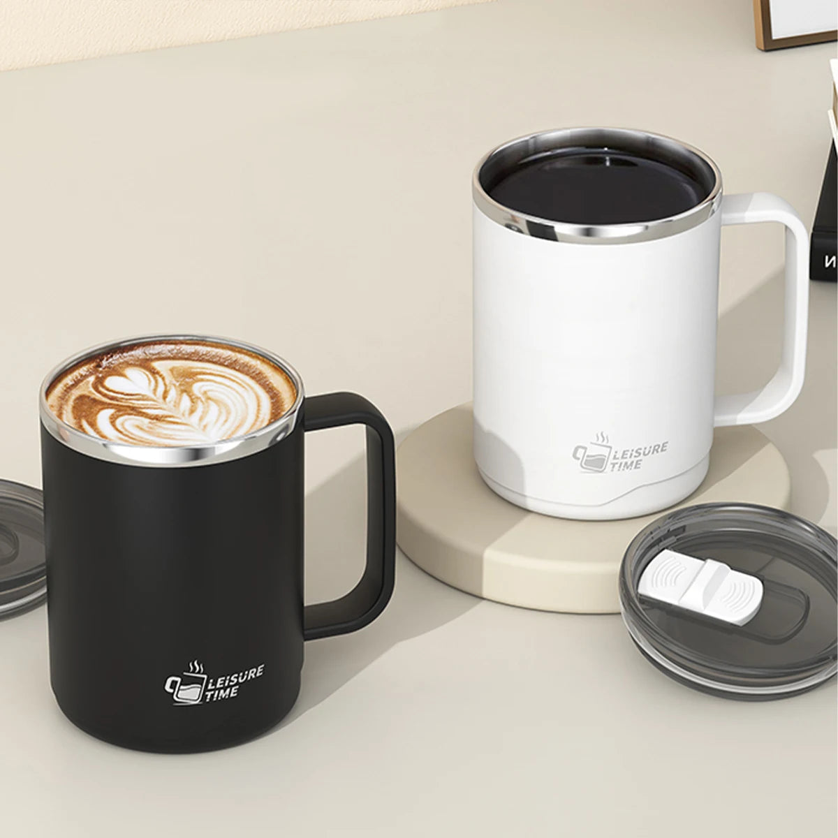 Double Wall Insulated Coffee Mug - Large Capacity with Handle