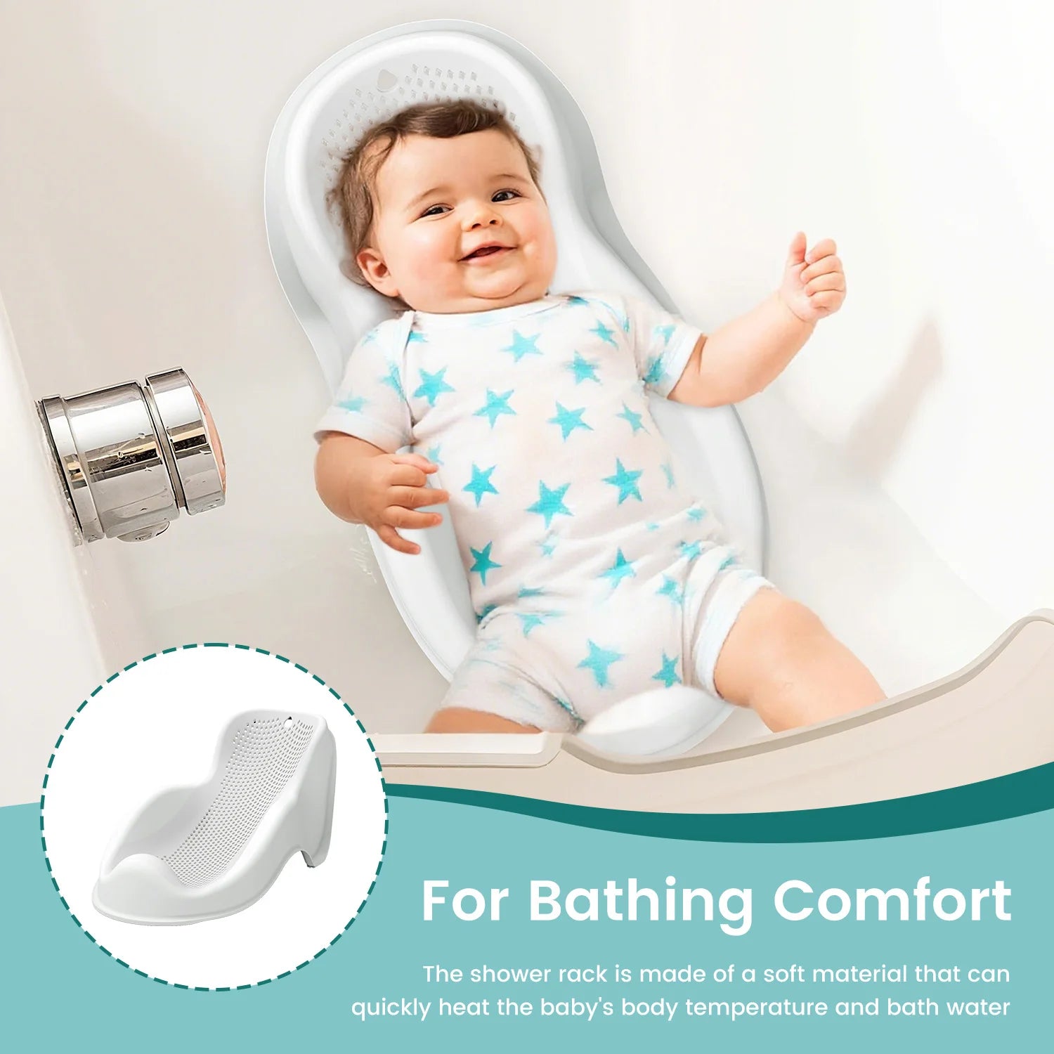Ergonomic Soft Baby Bath Support - Comfortable & Quick-Drying Infant Seat