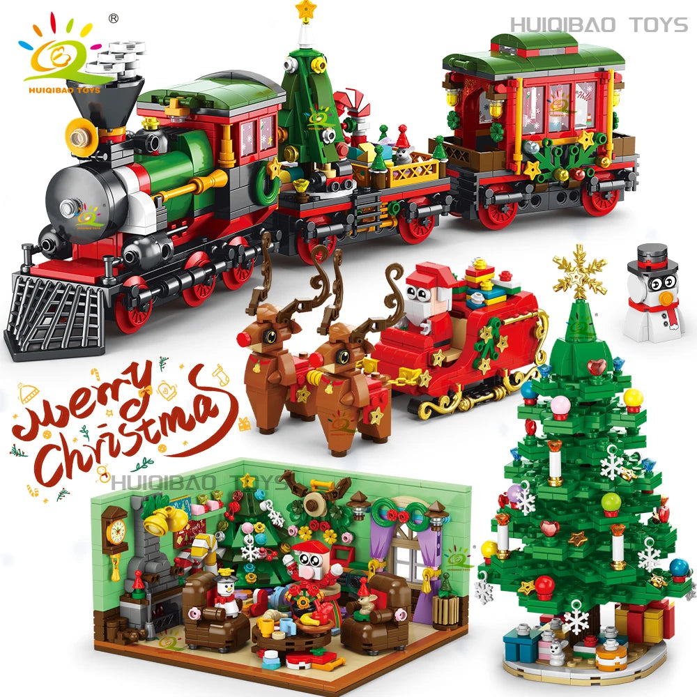 HUIQIBAO Christmas Train Countdown Building Block Set for Kids & Adults