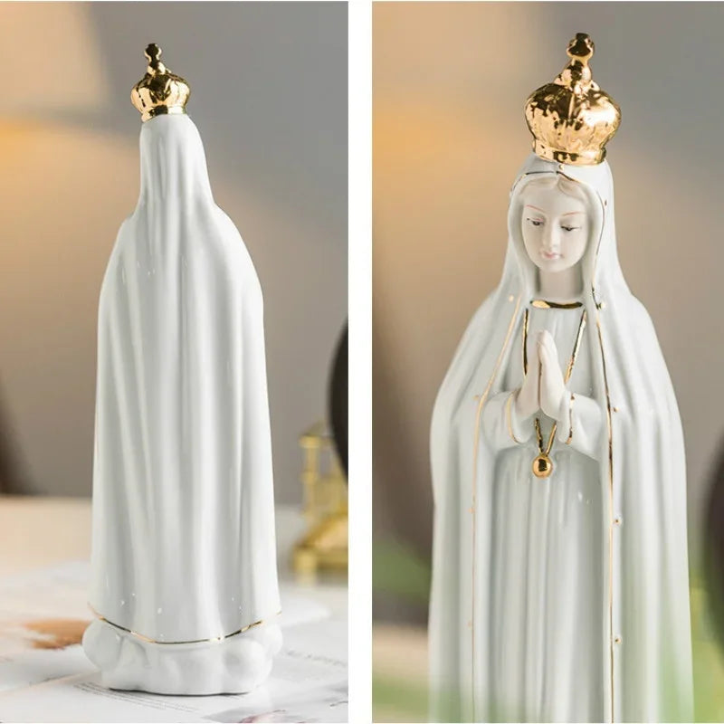 Elegant Ceramic Our Lady of Fatima Statue for Home & Church Decor