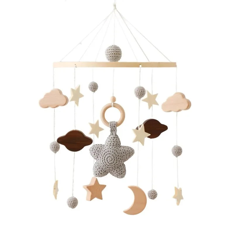 Wooden Baby Mobile Rattle Toy for Newborns - 0-12 Months