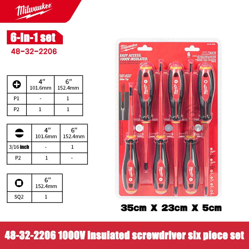 Milwaukee 1000V Insulated Screwdriver Set | 6-Piece Industrial Grade